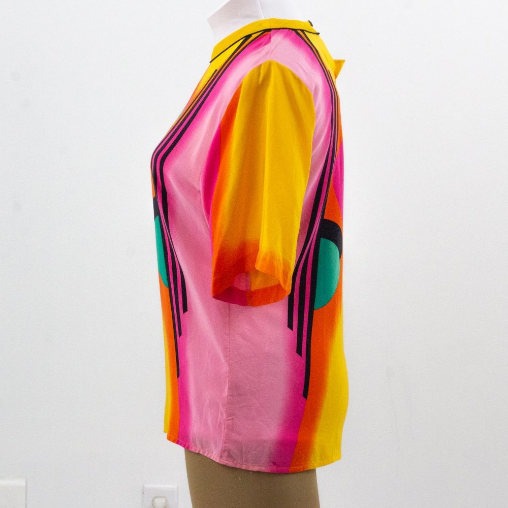 Vintage 80s M/L Silk 2-Piece Skirt Suit Set Neon - Picture 11 of 16